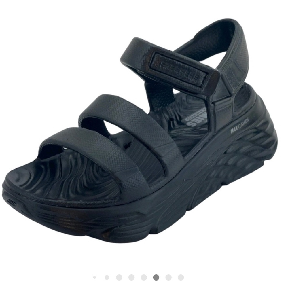 Skechers Women's Max Cushioning Sandal - NEW Black Aura Foamies